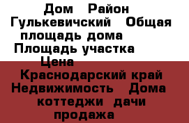 Дом › Район ­ Гулькевичский › Общая площадь дома ­ 133 › Площадь участка ­ 20 › Цена ­ 1 350 000 - Краснодарский край Недвижимость » Дома, коттеджи, дачи продажа   